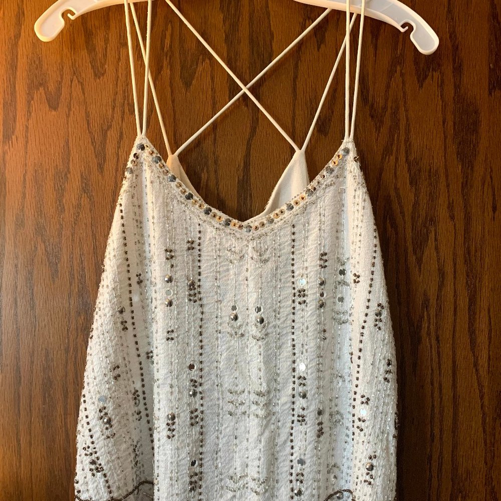 White embellished strappy tank